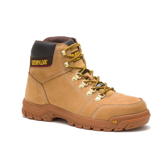Caterpillar Outline Steel‎ Toe Mens Sz 13 Light Brown Work Boot Leather
